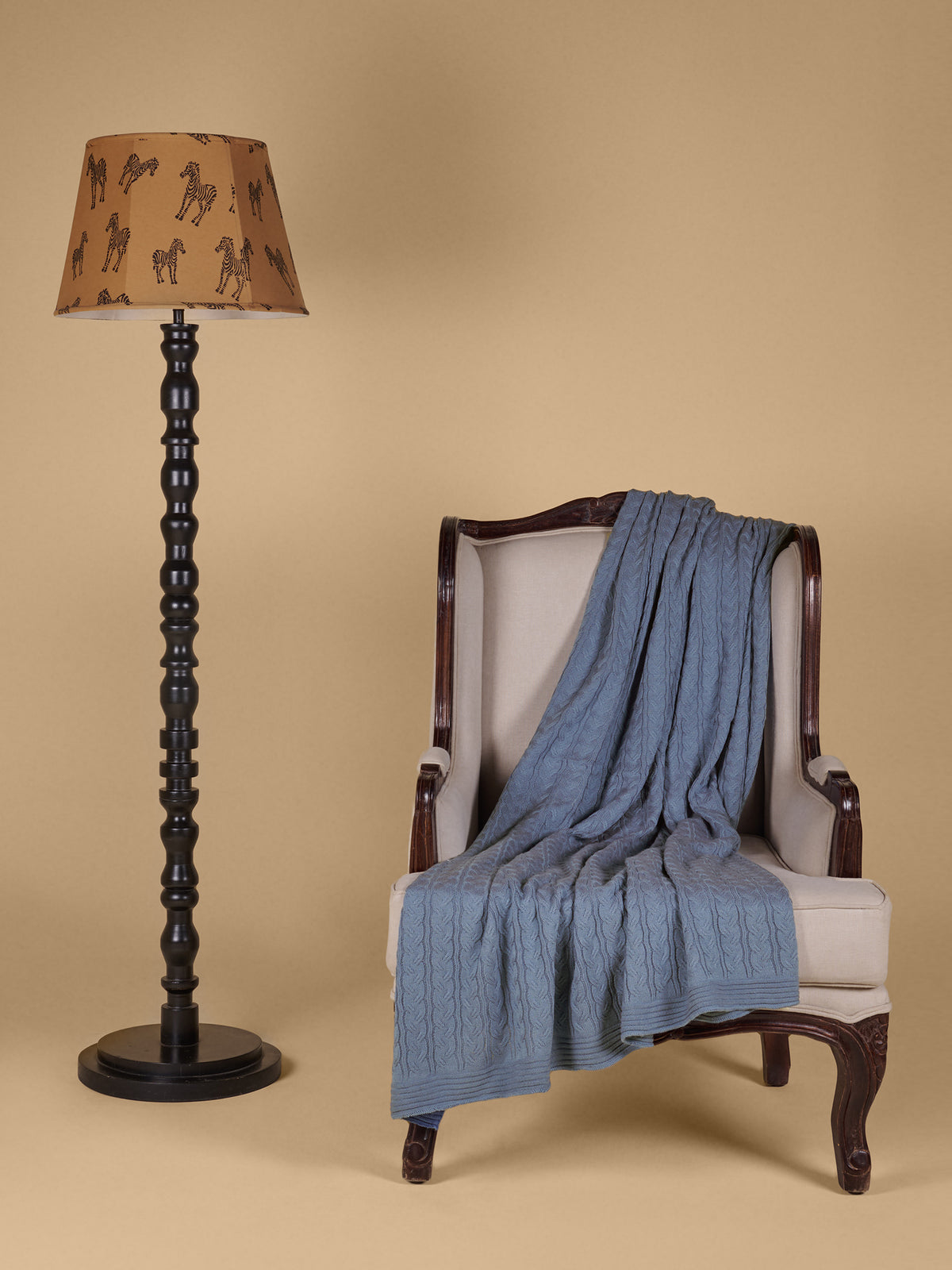 Woollen Knitted Slate Sky Blanket