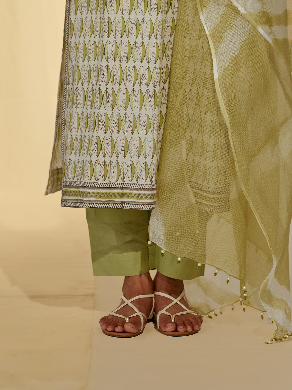 Tea Green Kota Dupatta