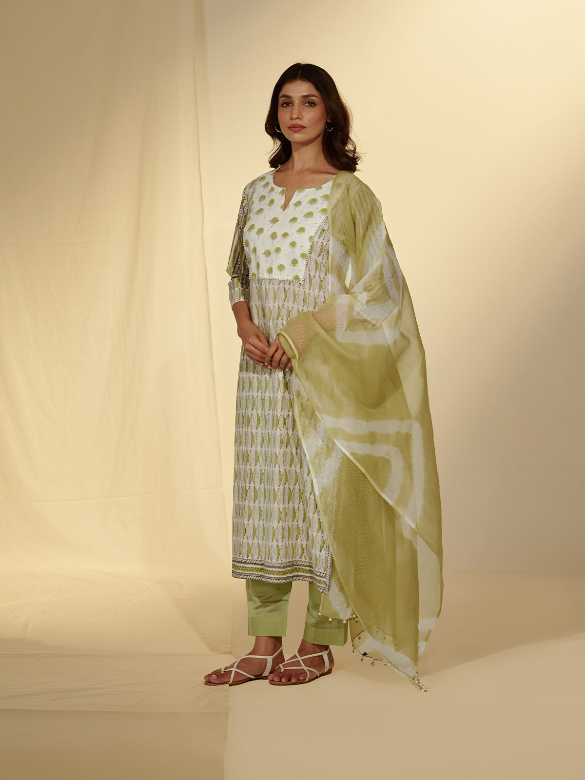 Tea Green Kota Dupatta