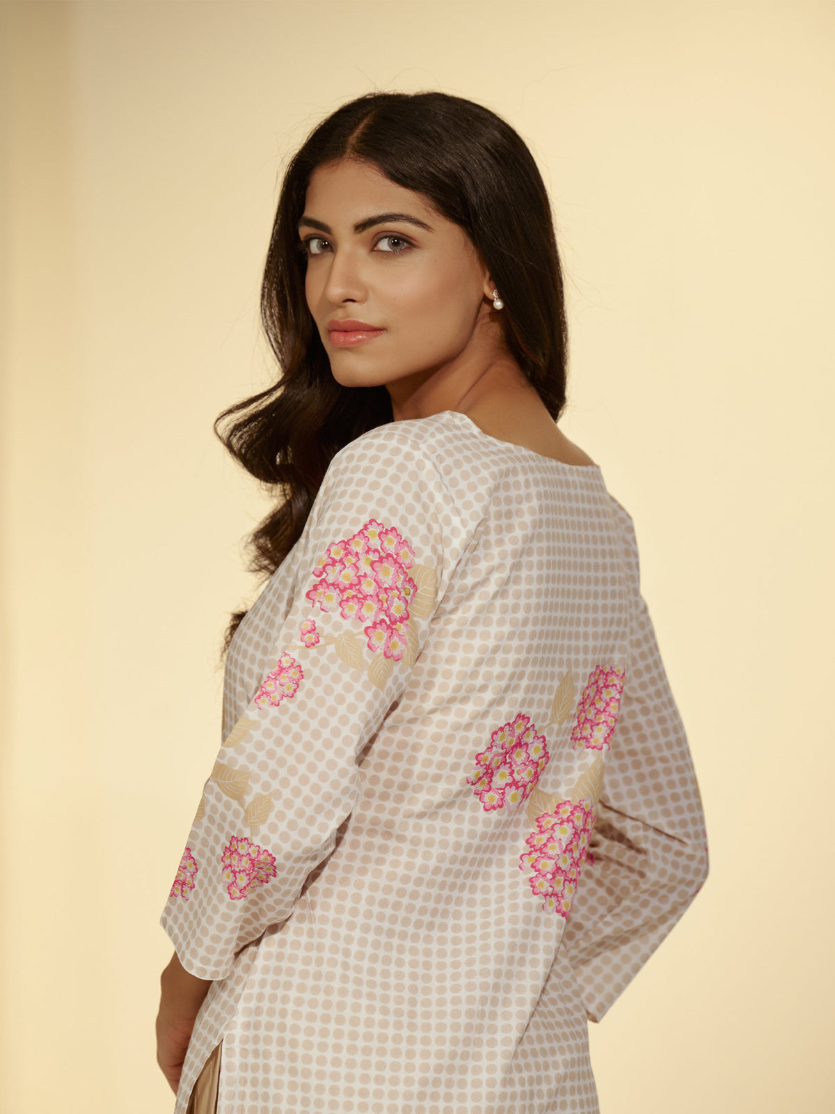 Dots and Flowers Cotton Kurta