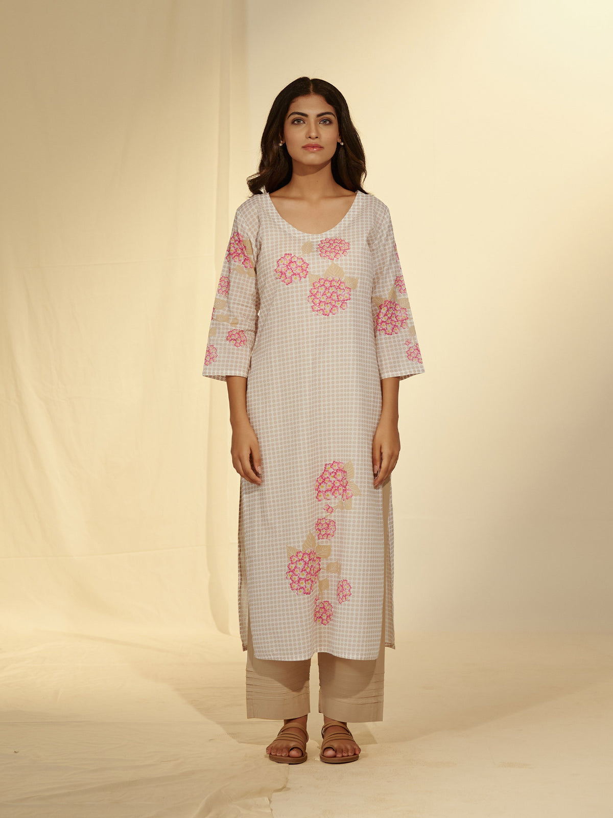 Dots and Flowers Cotton Kurta